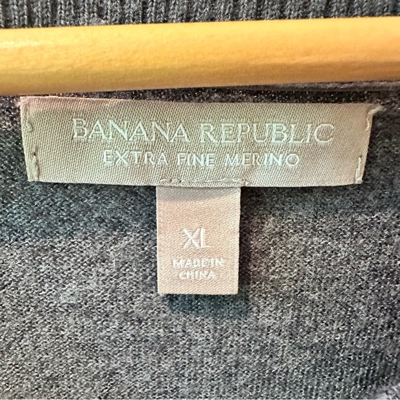 Banana Republic 100% Fine Merino‎ Wool Sweater Gray Size XL - Picture 3 of 4